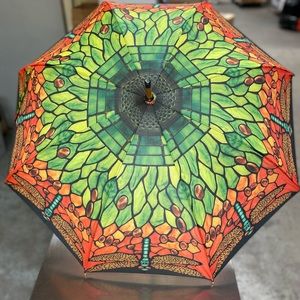 Stain glass dragonfly stick umbrella